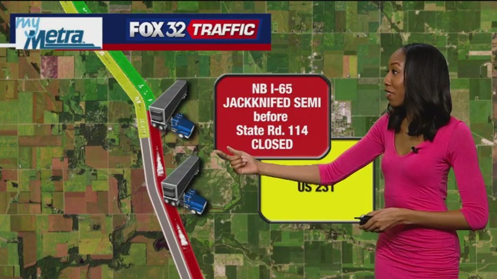 2 semi-trucks jackknifed in Jasper County, Ind. amid poor road conditions