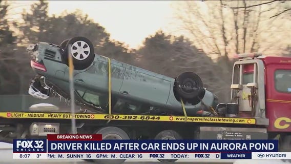 Driver dies after car goes into Aurora pond