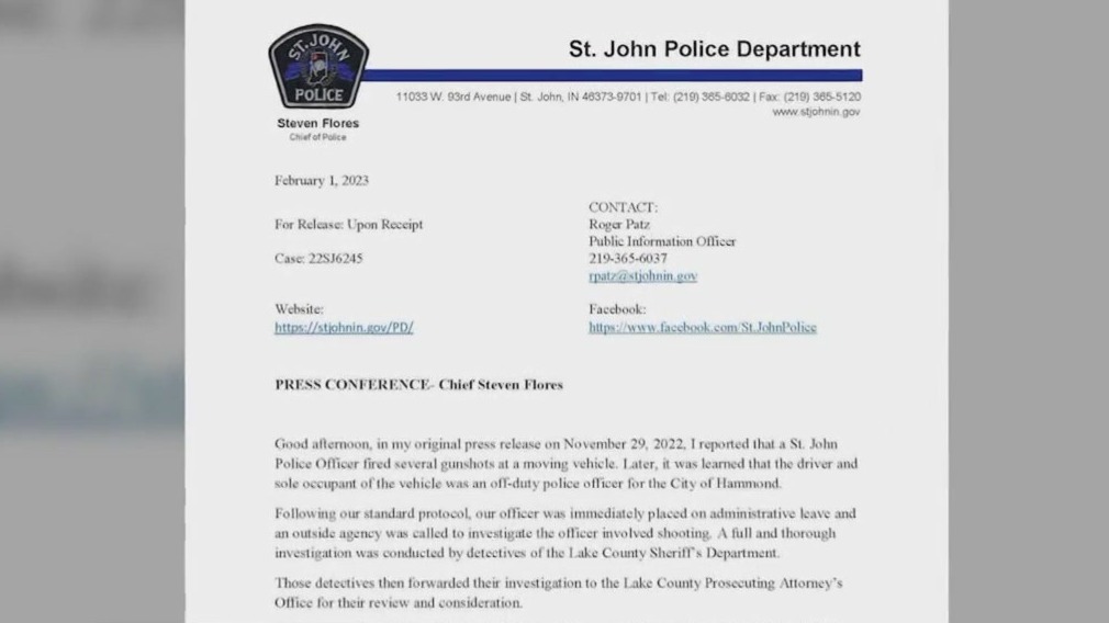 Indiana officer to be charged after shooting at off-duty cop