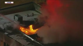 Suburban Chase Bank catches fire after reported car crash