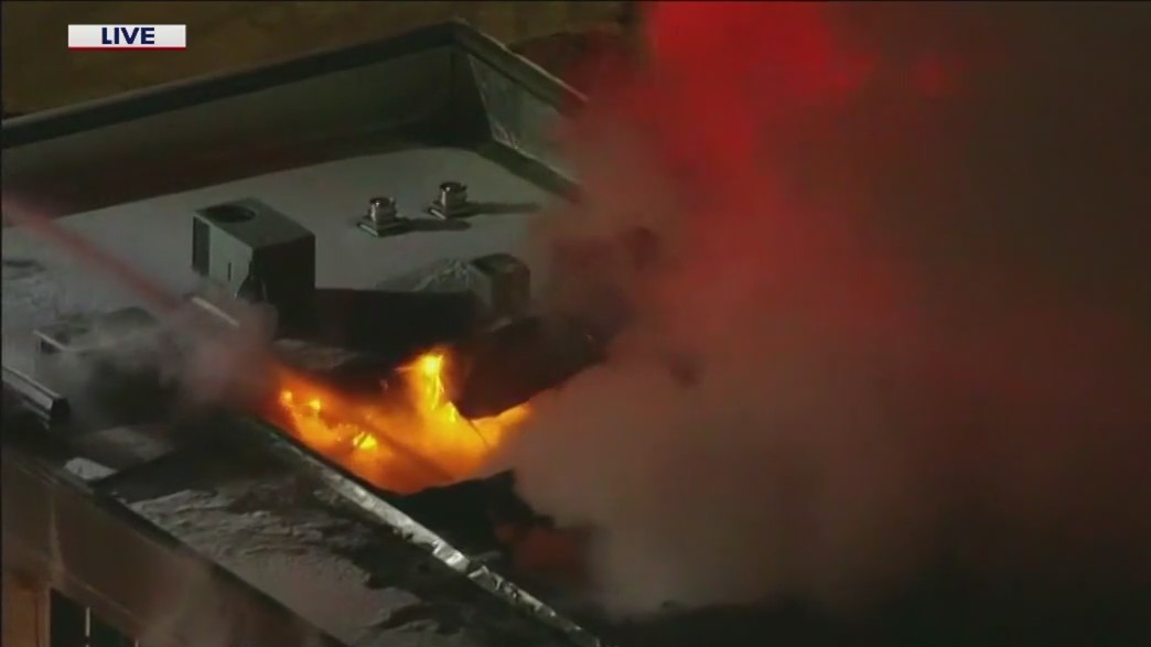 Suburban Chase Bank catches fire after reported car crash