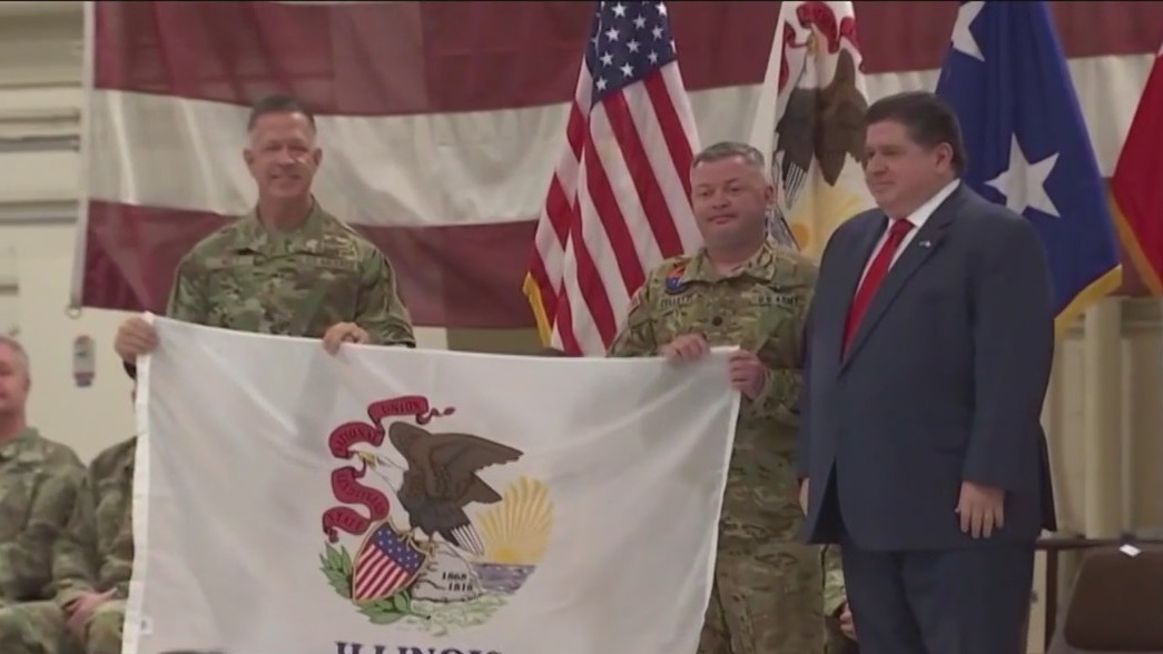 Gov. Pritzker praises Illinois soldiers before deployment