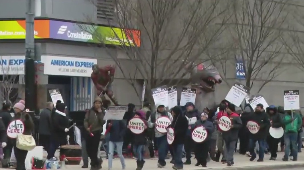 Concession workers picket at United Center