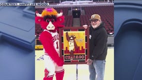 Artist creates 'Benny the Bull' out of hardwood from 1993 finals