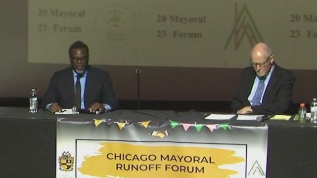 Chicago mayoral candidates Brandon Johnson and Paul Vallas talk about police, crime and safety