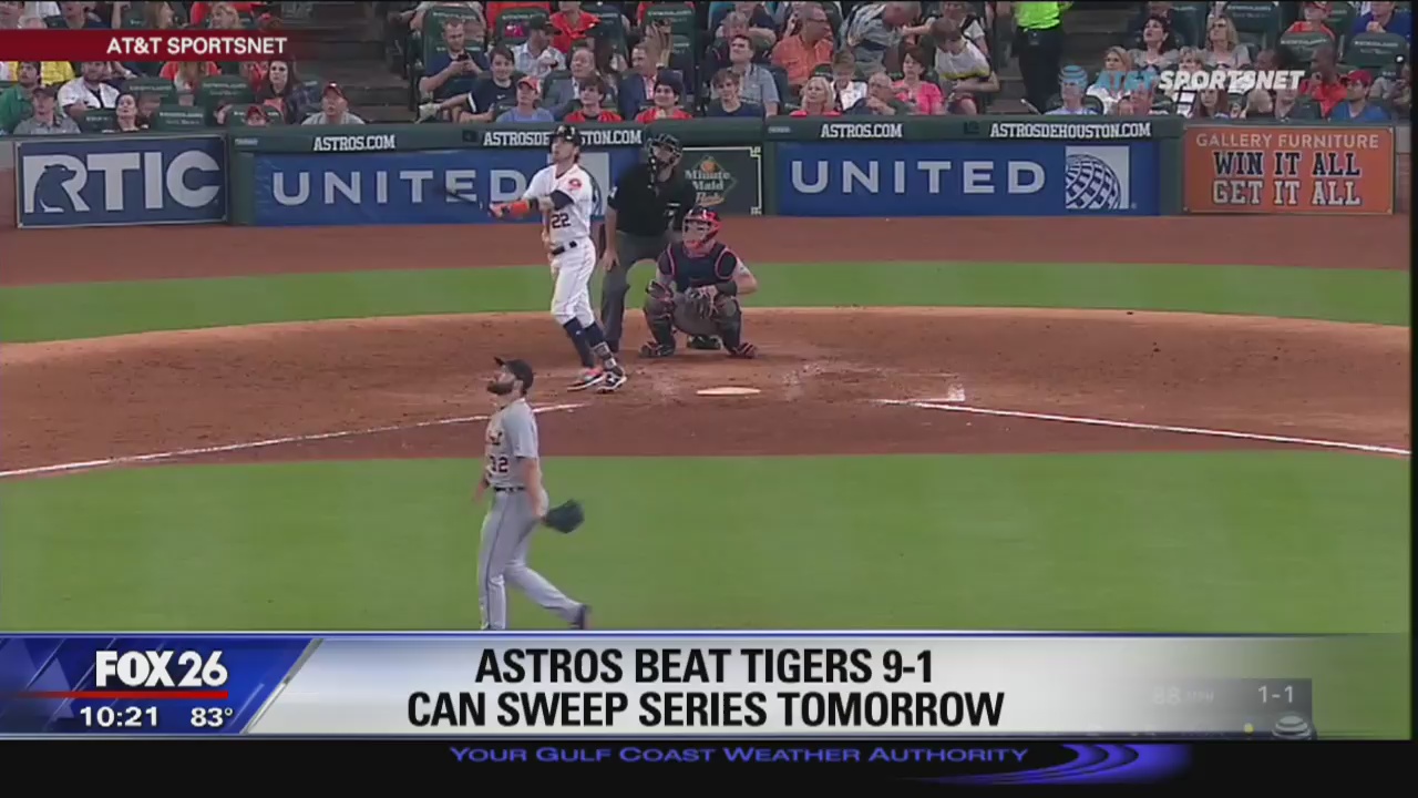 Astros beat Tigers 9-1; can sweep series tomorrow