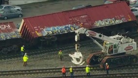 Over a dozen freight cars overturned after train derailment in Blue Island
