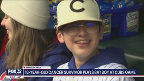 13-year-old cancer survivor plays bat boy at Cubs game