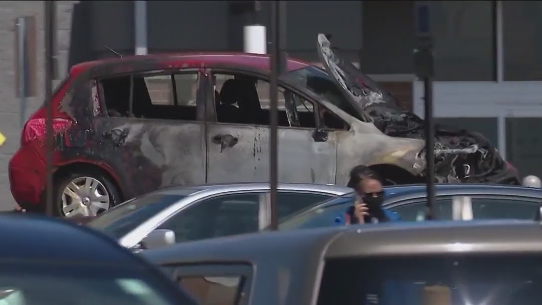 Fire damages several cars outside Addison Walmart