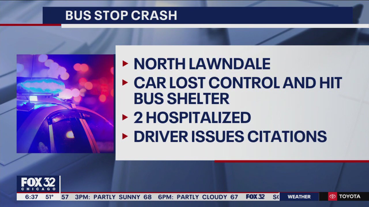Driver crashes into CTA bus stop, then hits car in North Lawndale