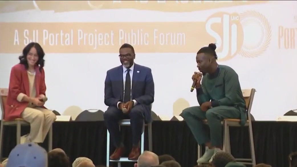 Chicago Mayor Brandon Johnson speaks at social justice event