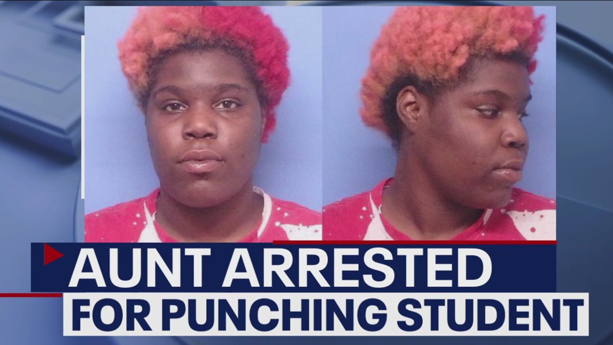 Aunt arrested for punching student