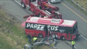 Party bus rolls over on I-65 in NW Indiana