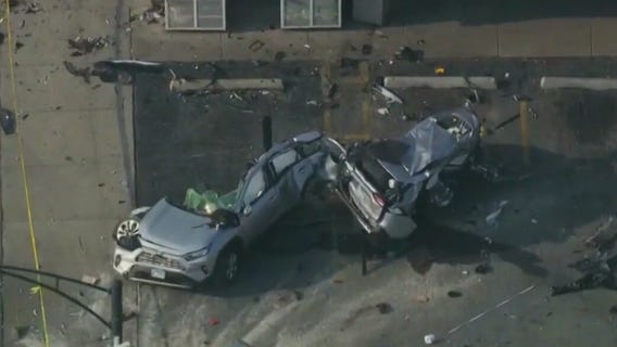 Car destroyed in SW Side crash leaving man critically injured