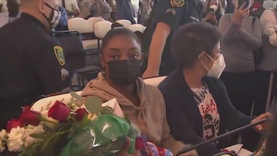 Olympic medalist Simone Biles competing in the US Classic in Hoffman Estates