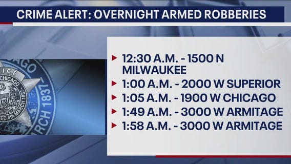 Five armed robberies in just over an hour in West Town area