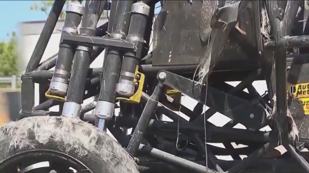 Across America: Monster truck catches on fire on freeway