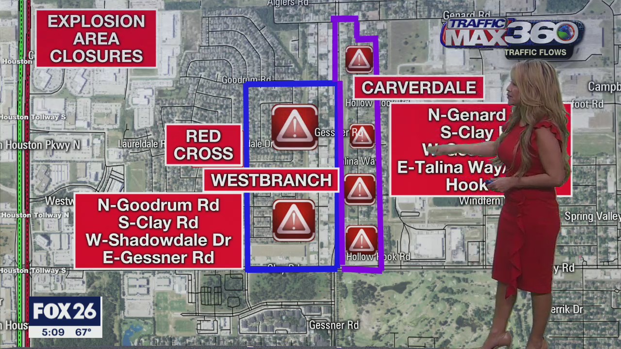 Road closures and traffic near explosion site