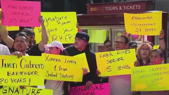 Former Signature Room employees protest after sudden closure