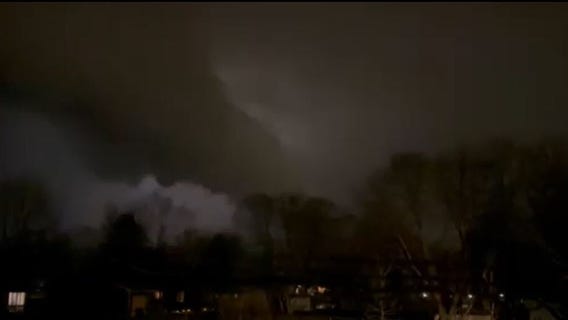 Video shows lightning, rain in Chicago area