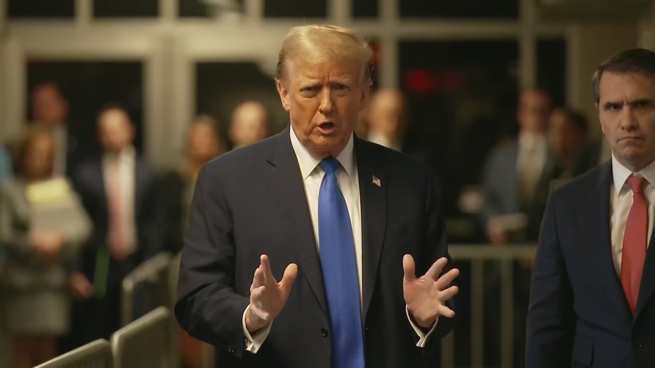 Trump speaks after opening statements in hush money trial