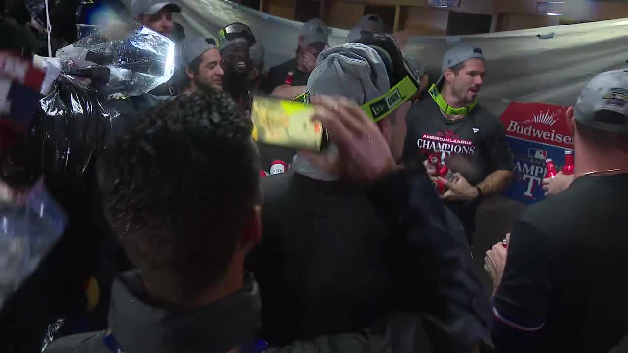 Rangers sing Creed in clubhouse following Game 7 win