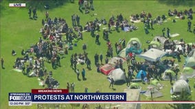 Northwestern students set up encampment on Evanston campus in support of Palestine