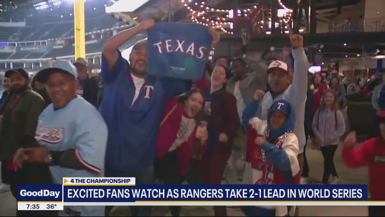 Excited fans watch Rangers from Globe Life Field