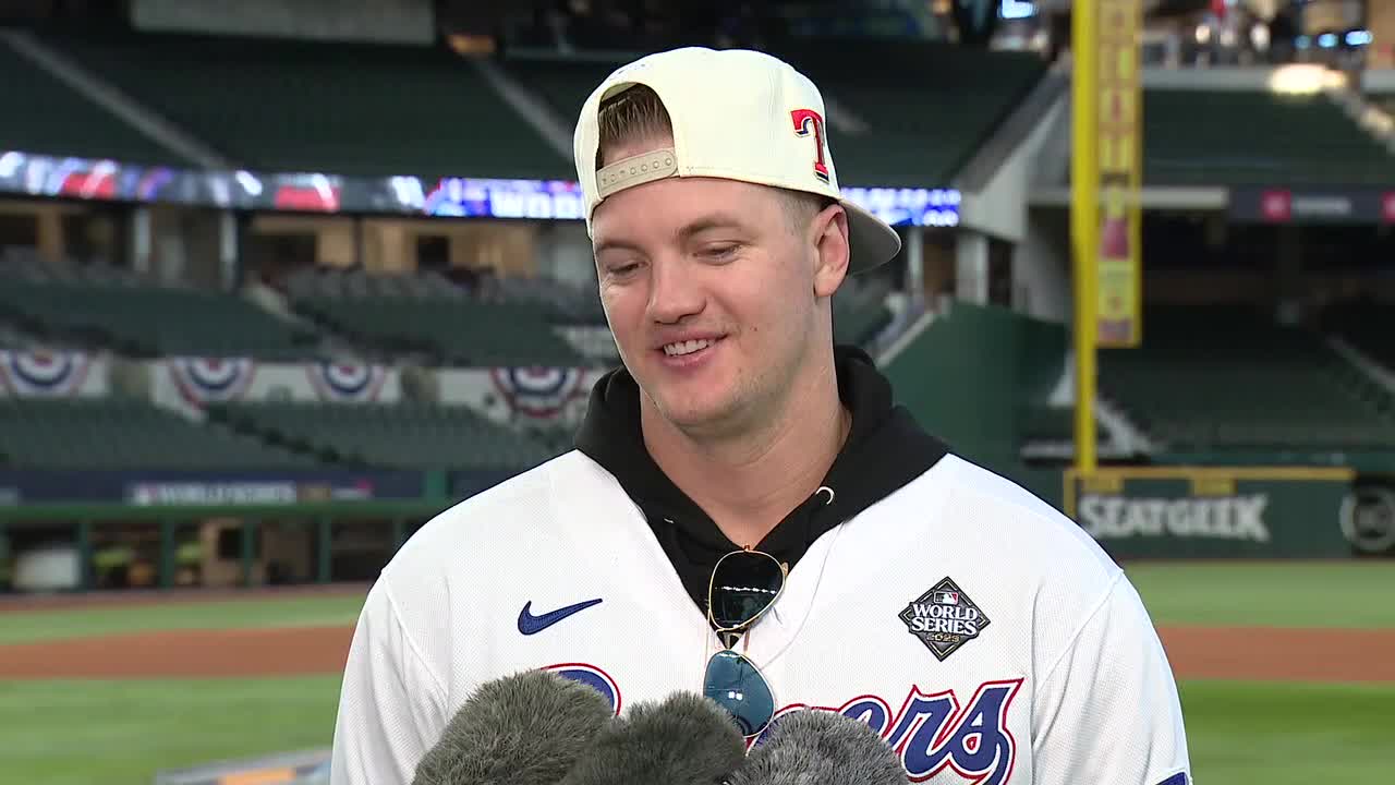 Rangers 3B Josh Jung before the parade