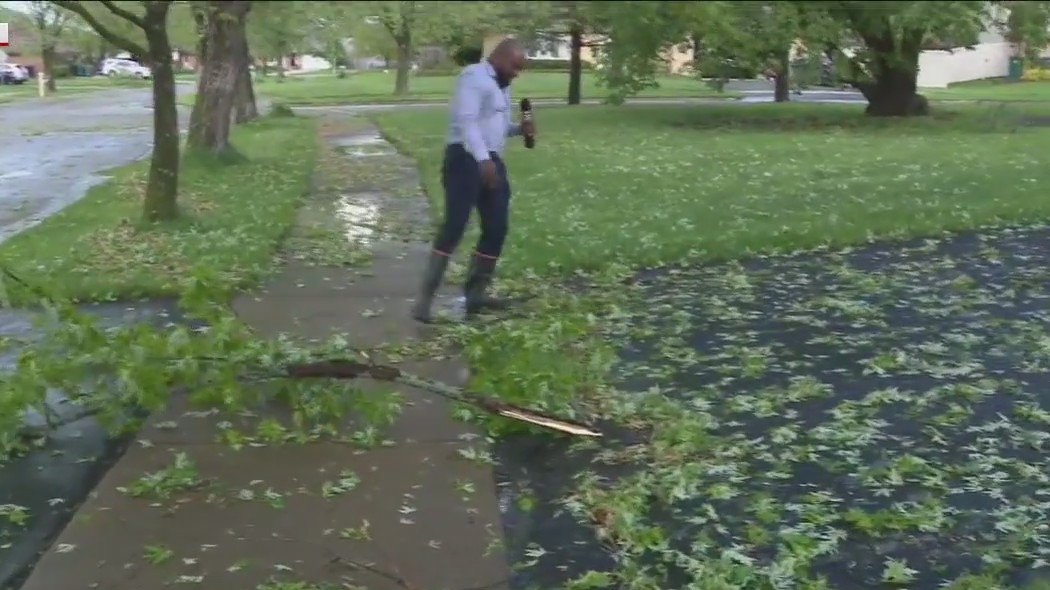 Storm cleanup in Orland Park after heavy winds, hail