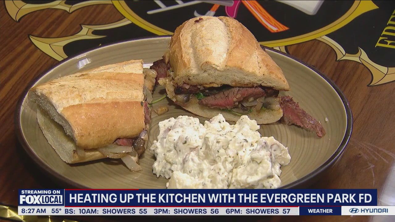 Cooking with Fire: Steak sandwich with the Evergreen Park Fire Department