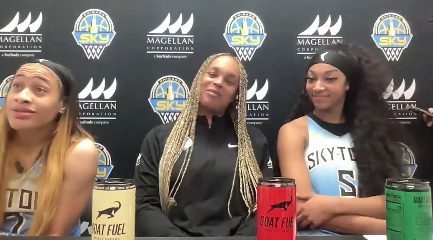 Angel Reese, Chennedy Carter and Teresa Weatherspoon talk the Sky's upset win over Seattle