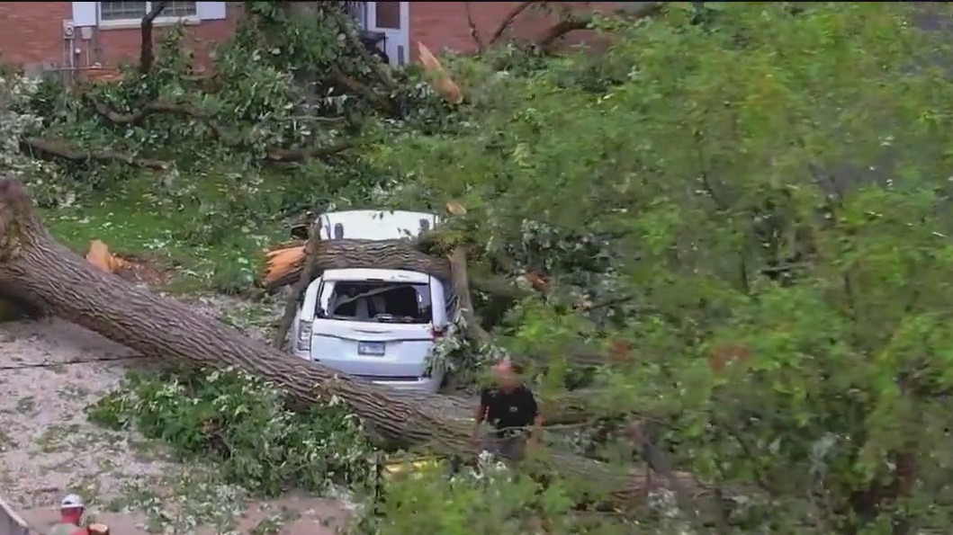 Destruction in Chicago suburbs after storms pummel the area
