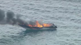 Flames erupt on boat in Lake Michigan near Waukegan