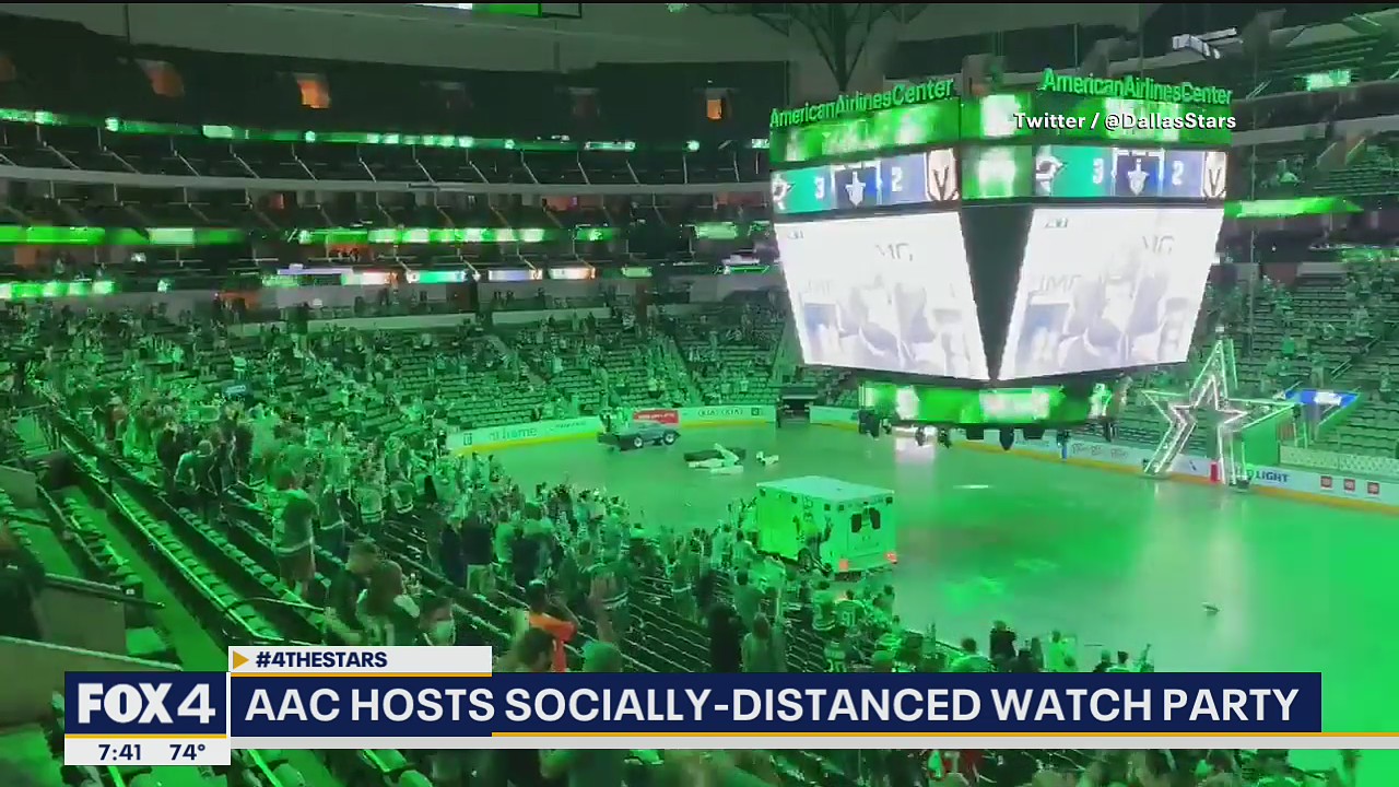 Fans celebrate Stars win at socially-distanced watch party