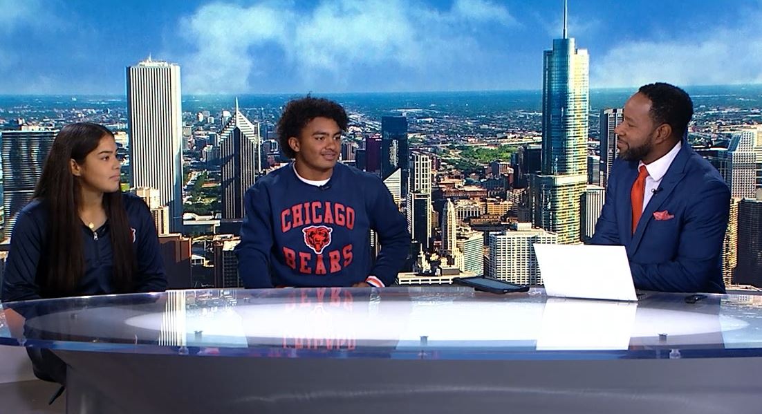 Chicago Bears celebrate recipients of the Latino Youth Leader Award