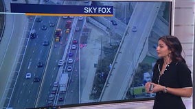 Overturned semi causes lane closures on I-55