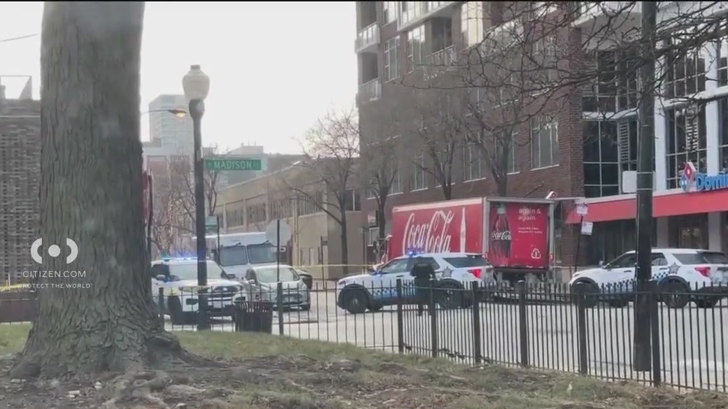 Heavy police presence near Coca-Cola delivery truck in the West Loop