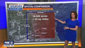 Comparing the size of the Palisades fire to the Great Chicago Fire