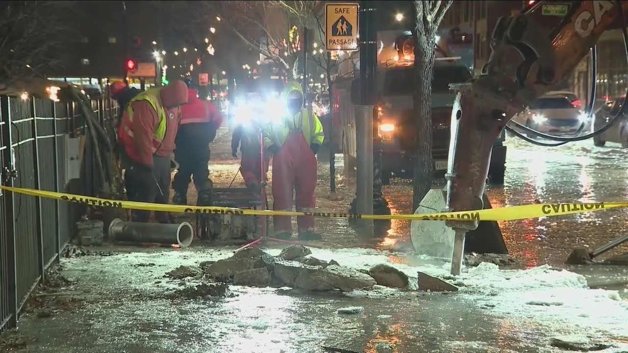 Chicago water main bursts, causing street to ice over amid frigid temps