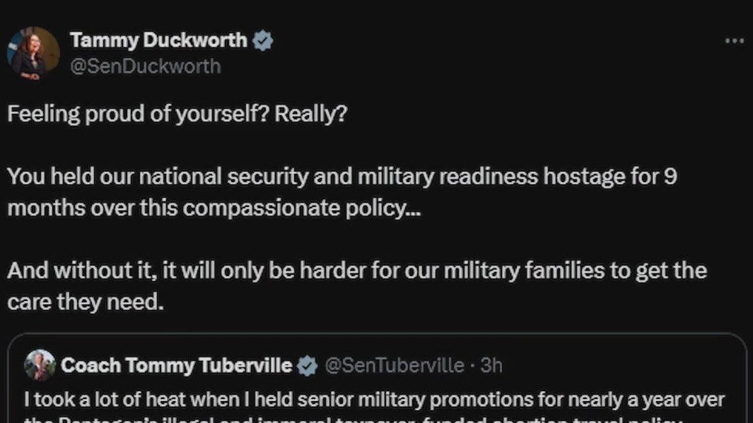 Sen. Tammy Duckworth criticizes Sen. Tommy Tuberville over military promotion holds