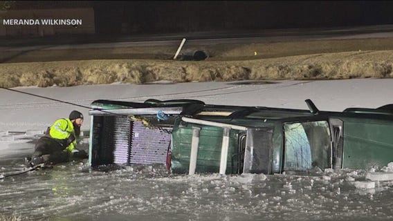 Ace Hardware workers jump into icy pond to save driver in Crete