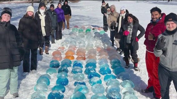 IIT Master's students build 12-foot colorful ice tower on campus