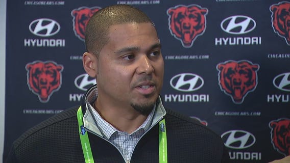 Bears GM Ryan Poles speaks to the media at NFL Combine