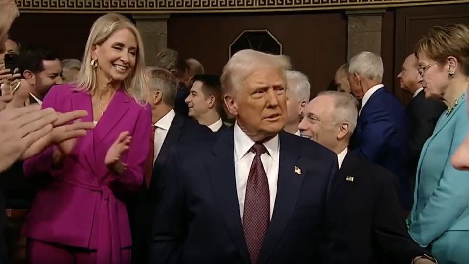 President Trump arrives ahead of his joint address to Congress