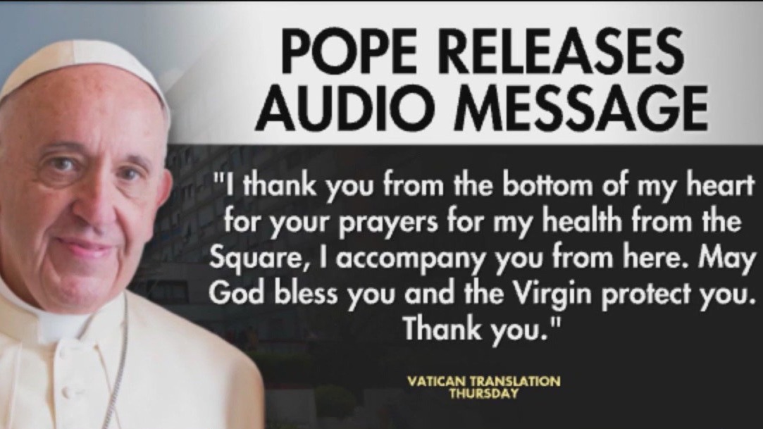 Pope Francis shares first message since hospitalization