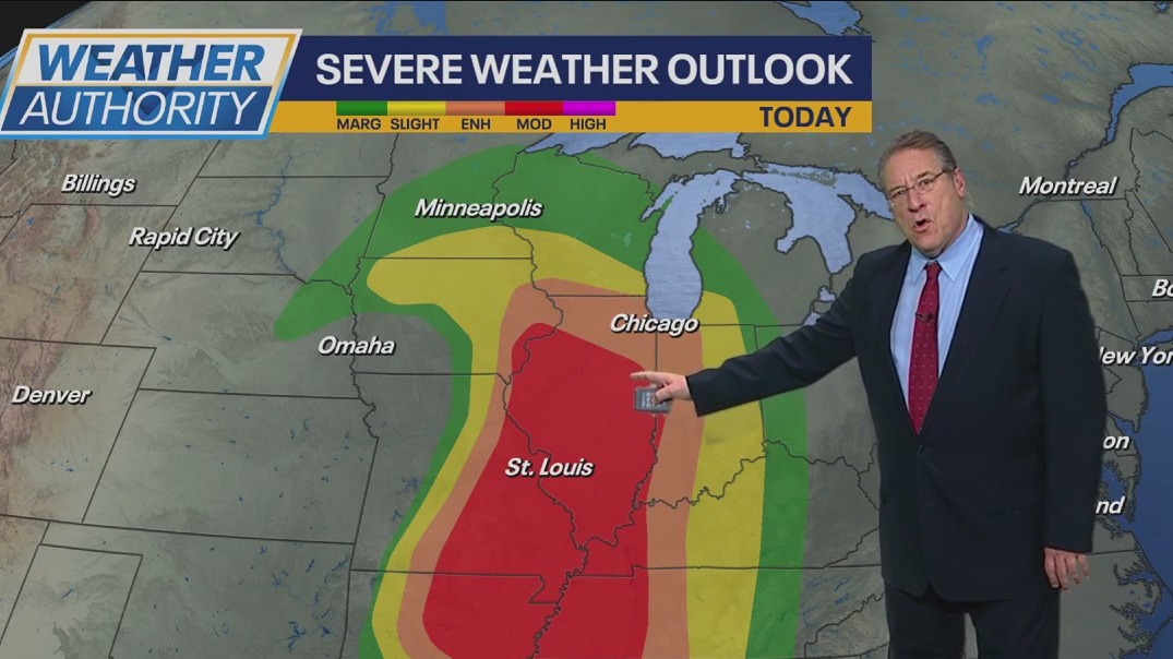 Tracking severe storms passing through Chicago area