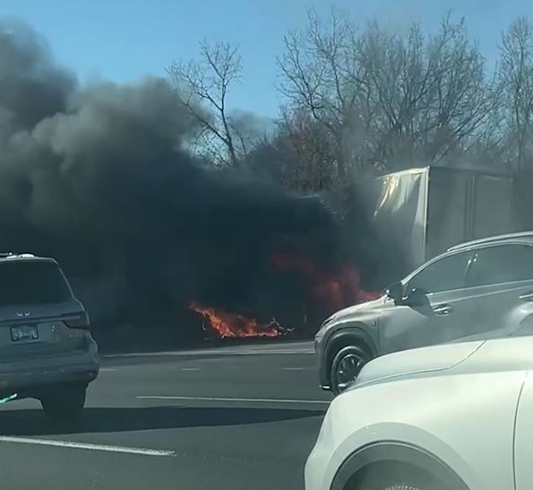 Video shows semi-truck fully engulfed on I-94 near Indiana border