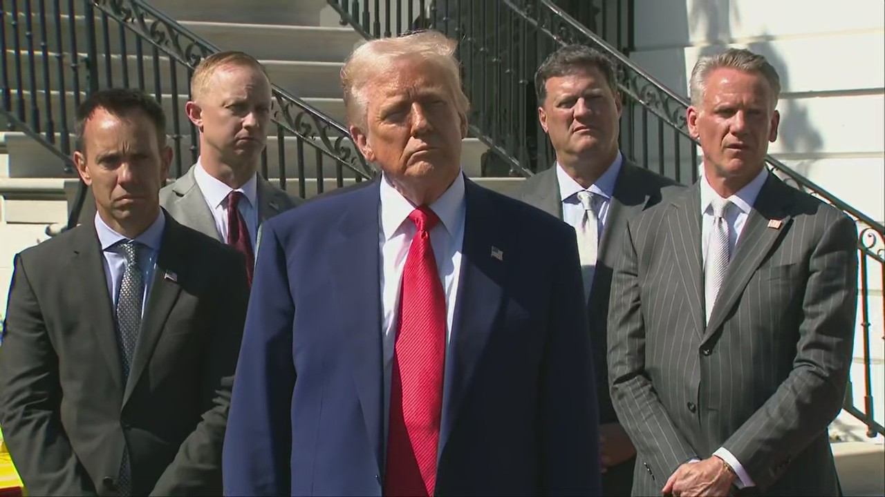 Trump talks tariffs, border while meeting with racing champions