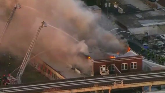 Crews battle massive blaze near CTA tracks on Chicago's West Side